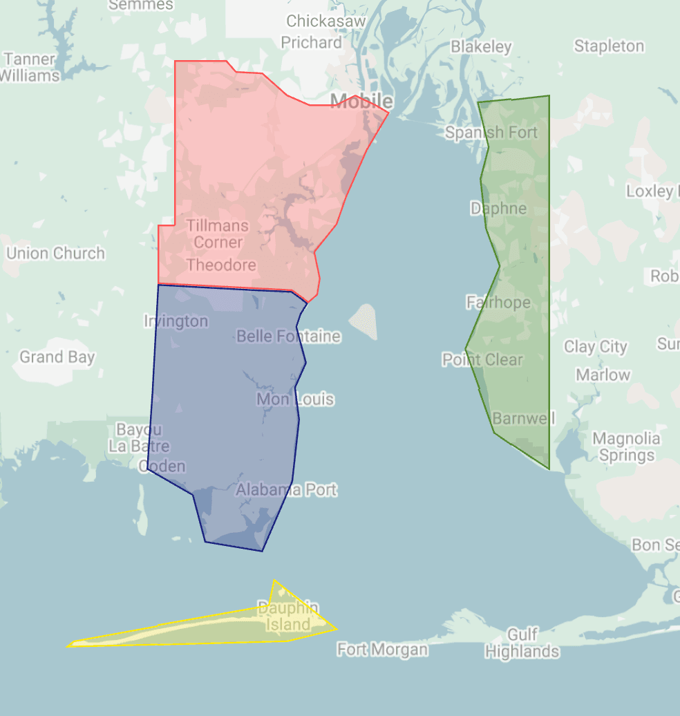 Mobile Bay Property Watch service coverage map